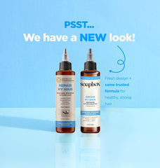 Soapbox Repairing Hair Treatment label close-up, vegan and cruelty-free formula