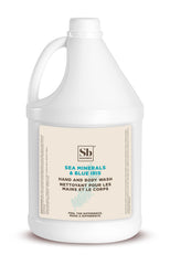 Soapbox Sea Minerals Blue Iris gallon bottle with ocean-inspired scent for home use.