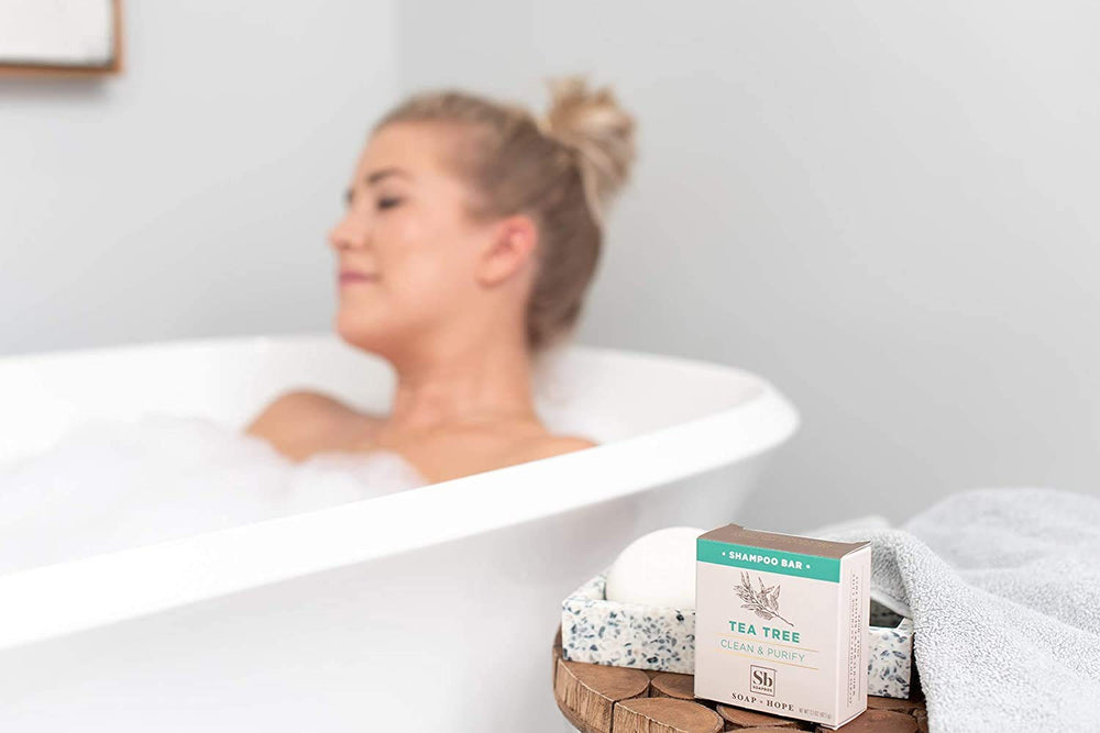 Soapbox Tea Tree Shampoo Bar color-safe maintaining vibrant color