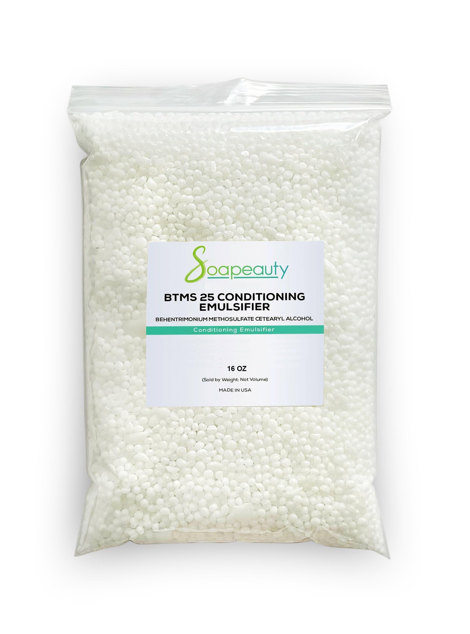 Soapeauty BTMS 25% bottle pour showing a smooth flow with potential detangling benefits