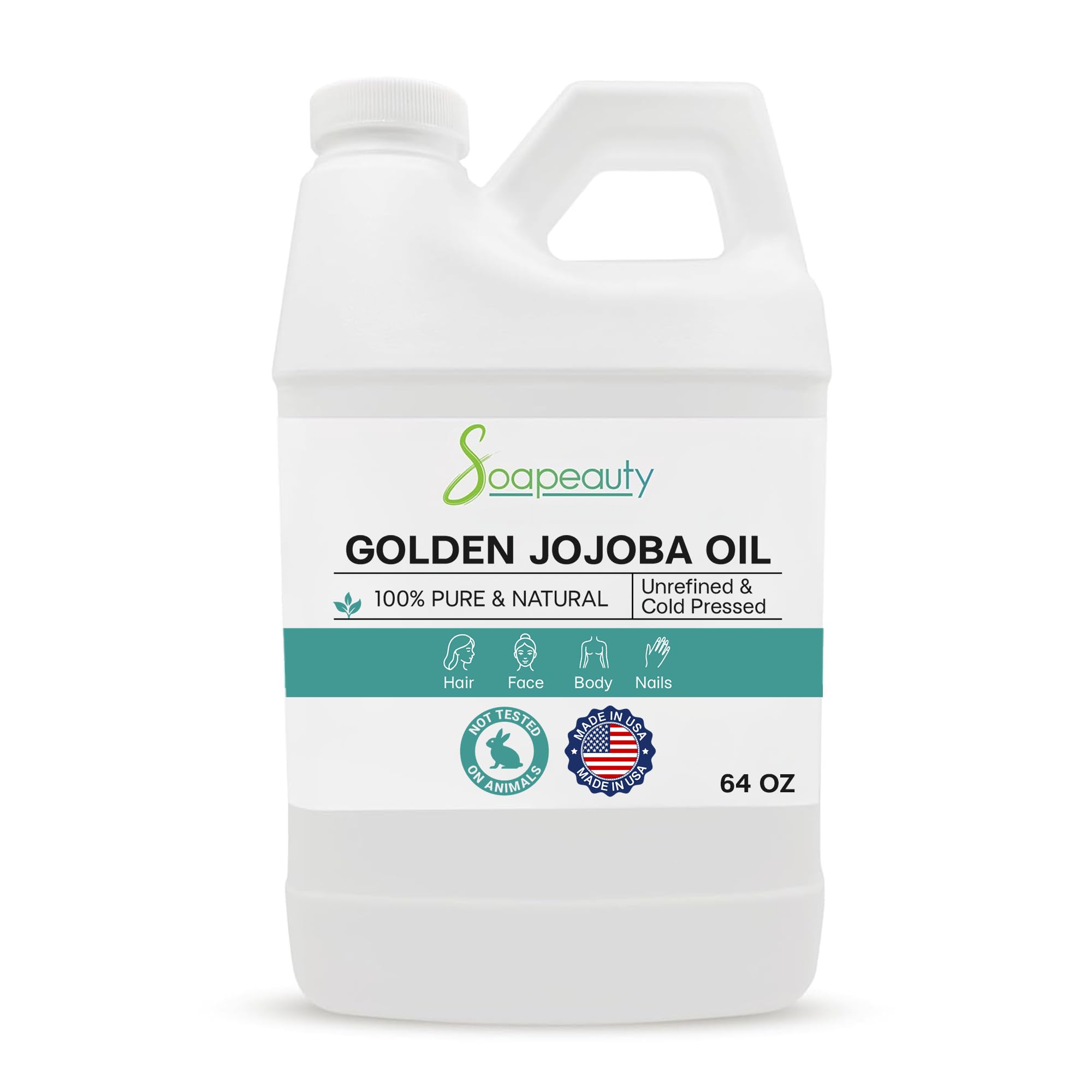 Soapeauty Golden Jojoba Oil bottle showing pure, unrefined formula for daily skin and hair hydration.