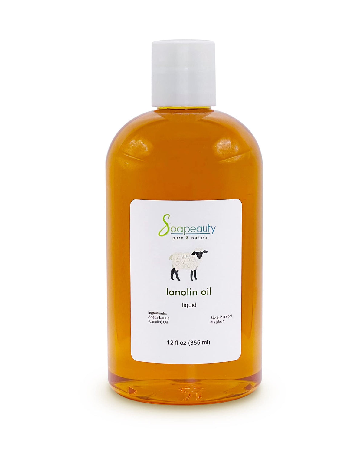 Soapeauty Lanolin Oil bottle shows pure cold-pressed formula for skin and hair care.