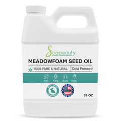 Soapeauty Meadowfoam Seed Oil bottle pour for skin and hair hydration.