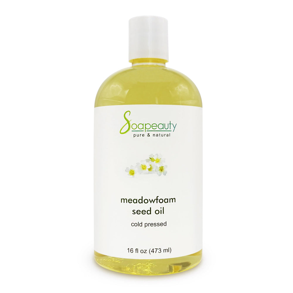 Soapeauty Meadowfoam Seed Oil bottle for lightweight skin and hair hydration.