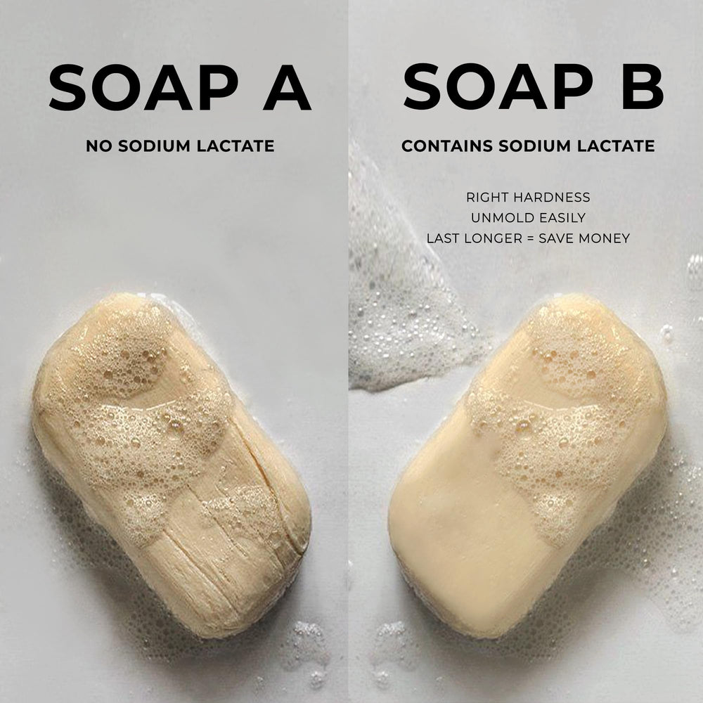 Soapeauty Sodium Lactate label close-up signals purity for reliable batch results.