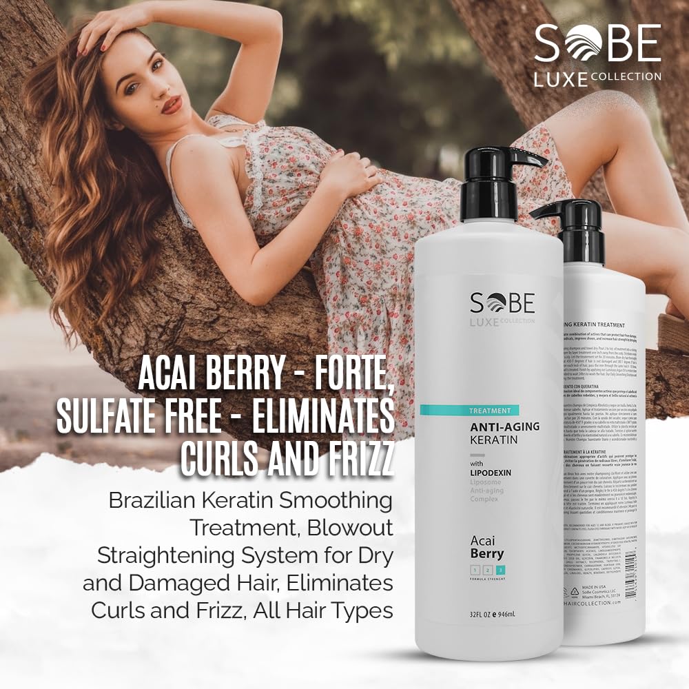 SOBE LUXE nourishing formula features Acai Berry blend for hydrated hair.