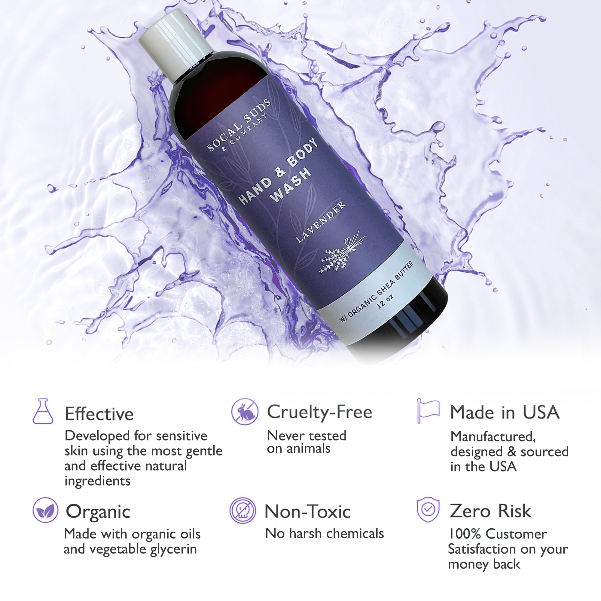 SoCal Suds lavender shower foam creates a rich, comforting lather