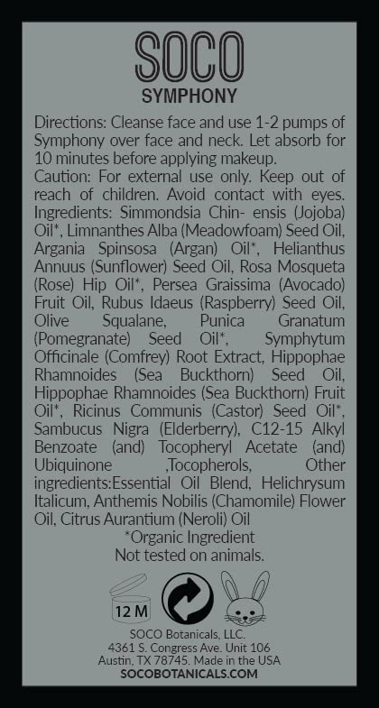 SOCO Botanicals ingredients layout featuring sea buckthorn and rosehip nourishment