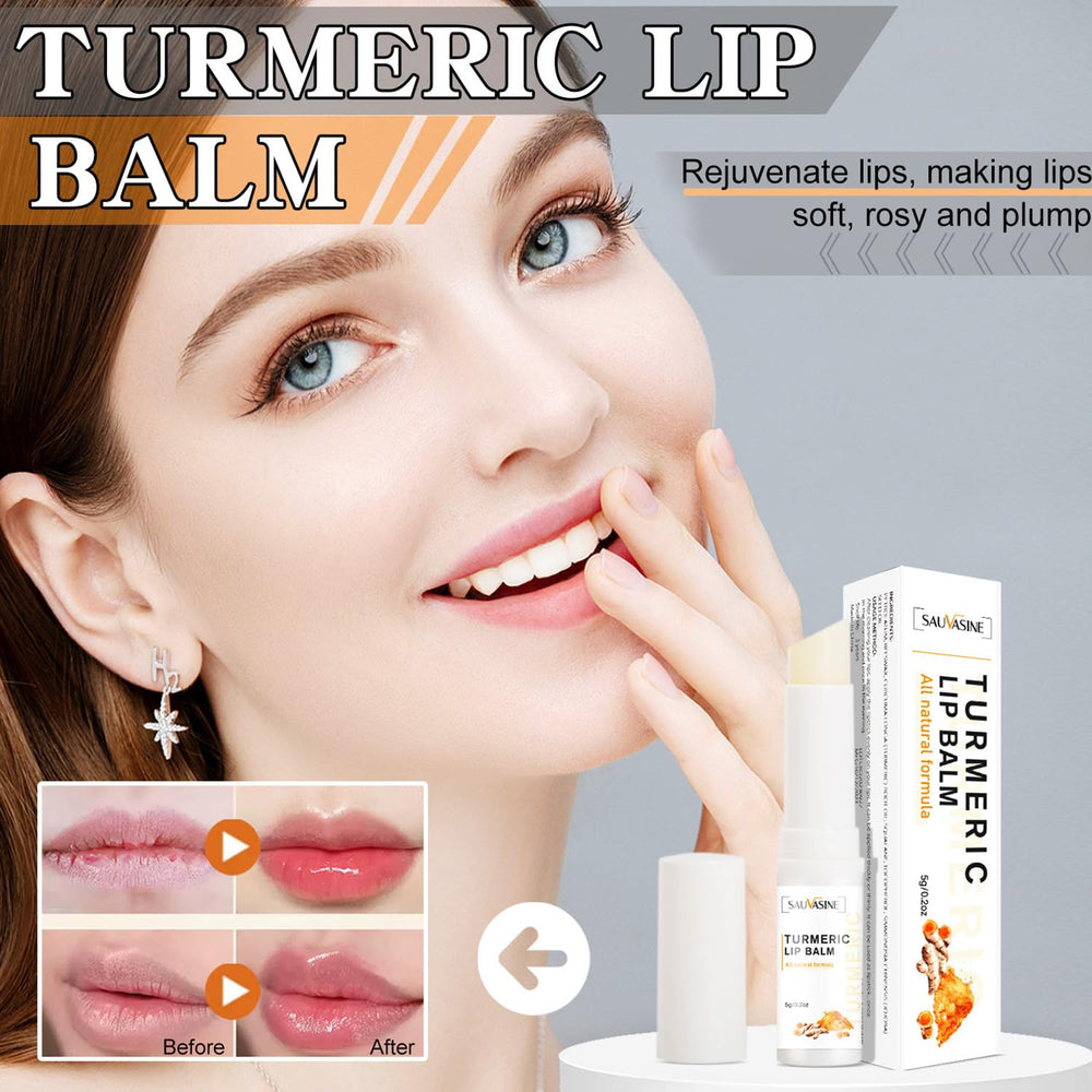 Soelegant turmeric lip scrub applied on lips for gentle exfoliation.