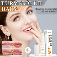 Soelegant turmeric lip scrub applied on lips for gentle exfoliation.