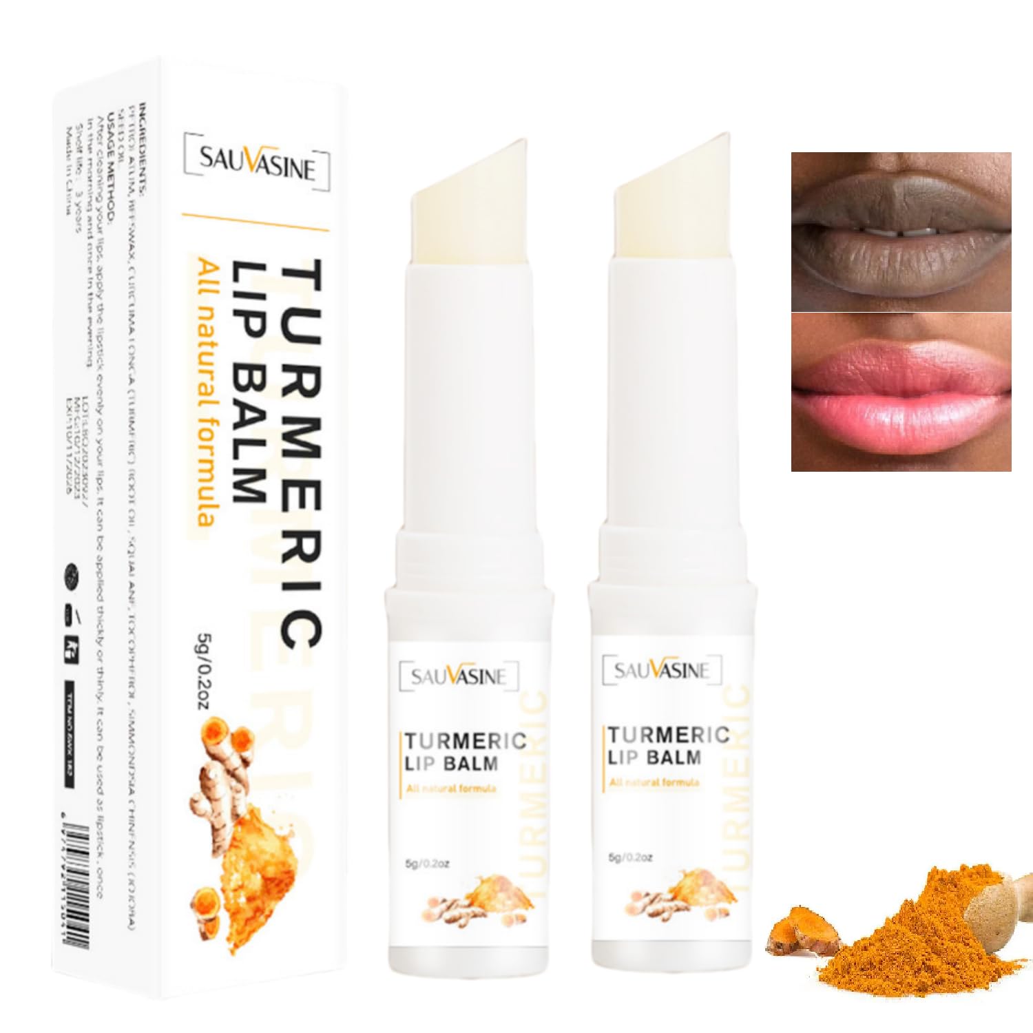 Soelegant turmeric lip scrub tube for smooth, hydrated lips.