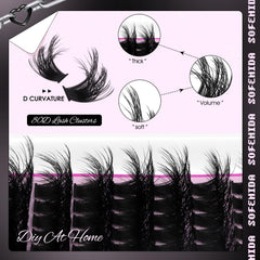 SOFENIDA 3D wispy lash clusters add natural depth.