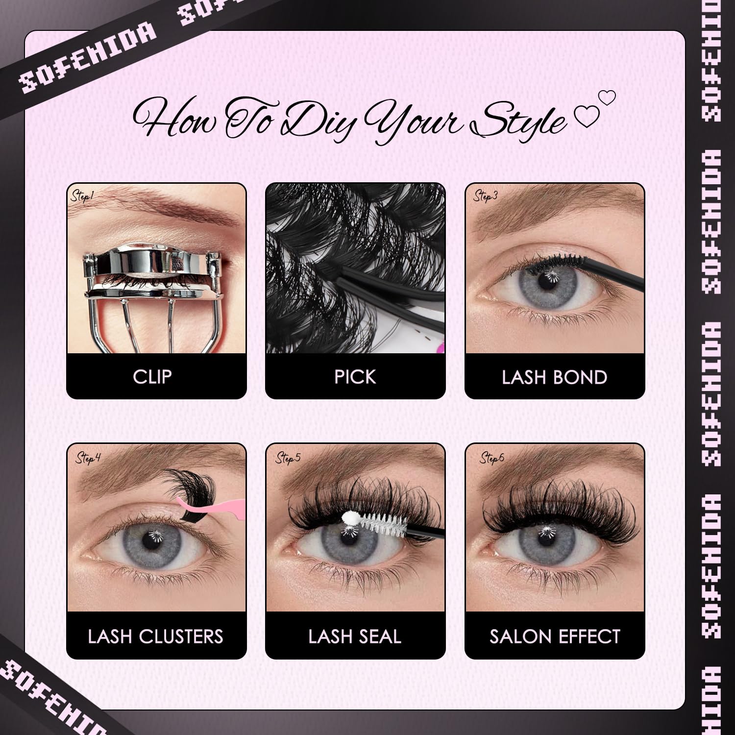 Sofenida easy-to-apply lash clusters for DIY lash looks without salon visits.