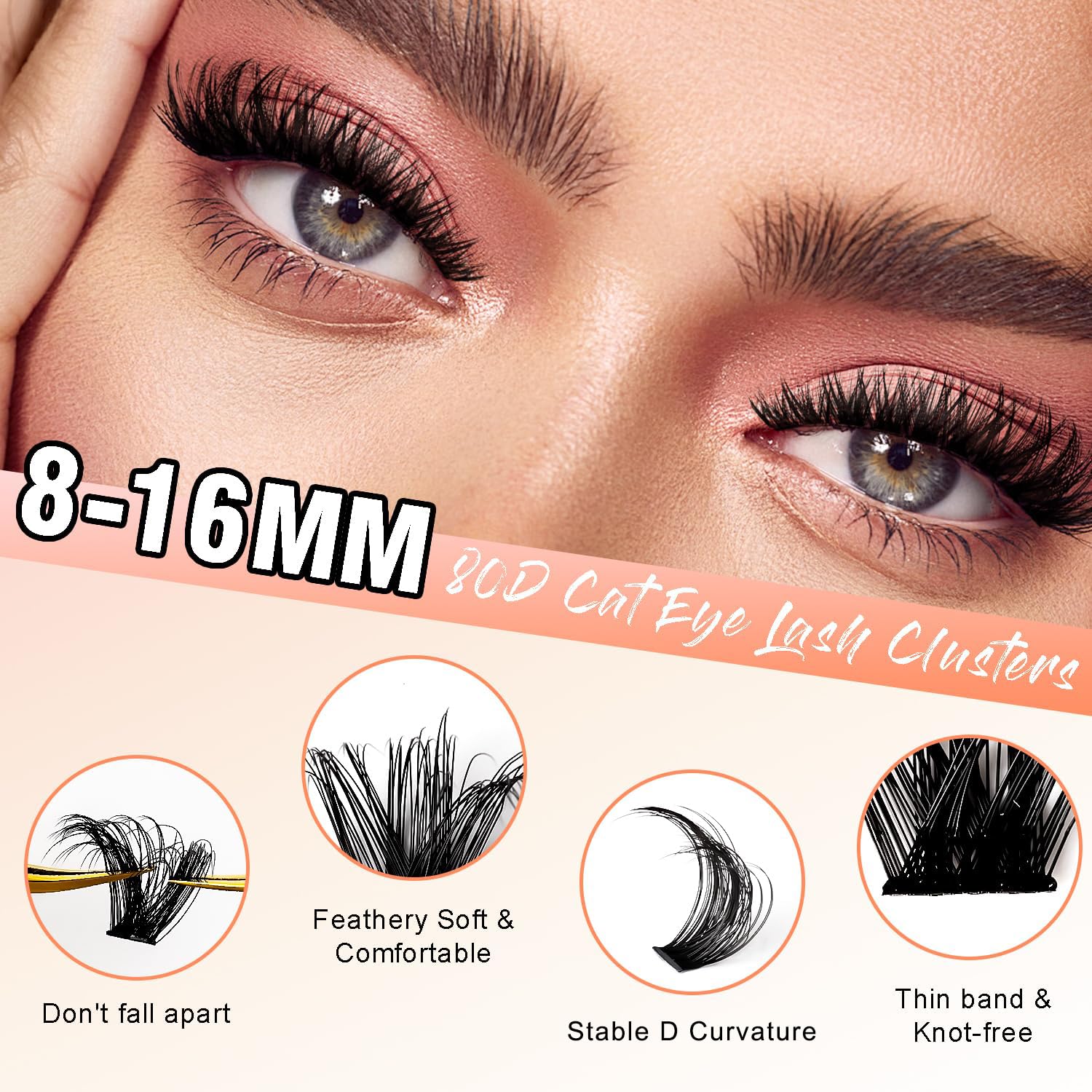 SOFENIDA lash clusters with 18 lashes per row for fuller DIY sets