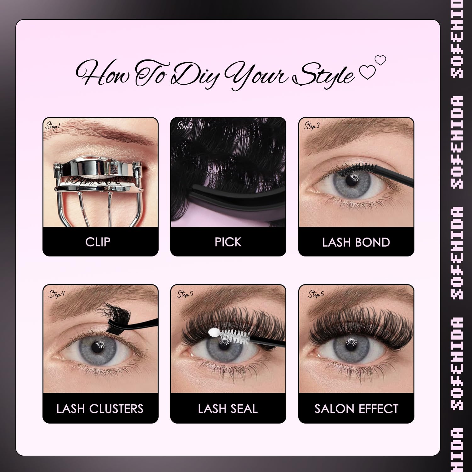 Sofenida lash clusters reusable 3-5 times with proper care.