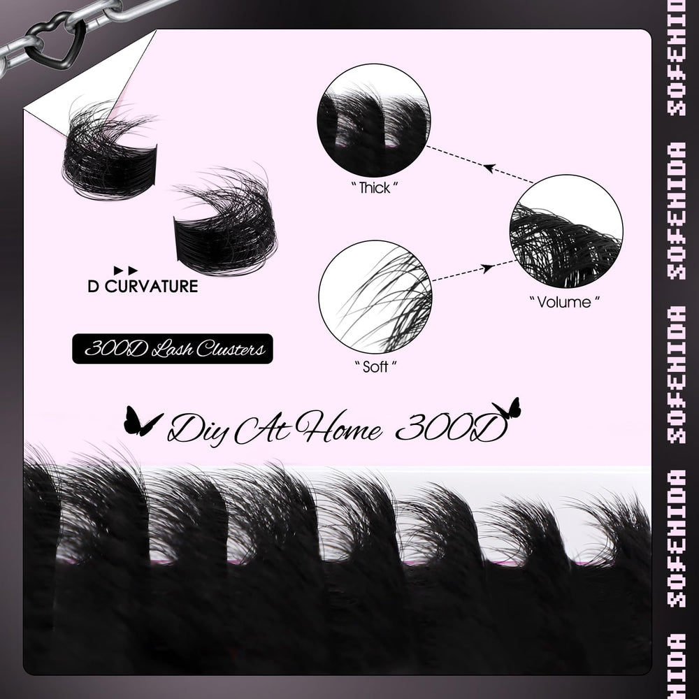 Sofenida volume dense lash clusters create 3D depth and dimension.