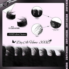 Sofenida volume dense lash clusters create 3D depth and dimension.