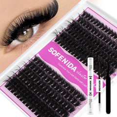 SoFENIDA lash extension kit with 60D/80D dense clusters for dramatic volume and light feel