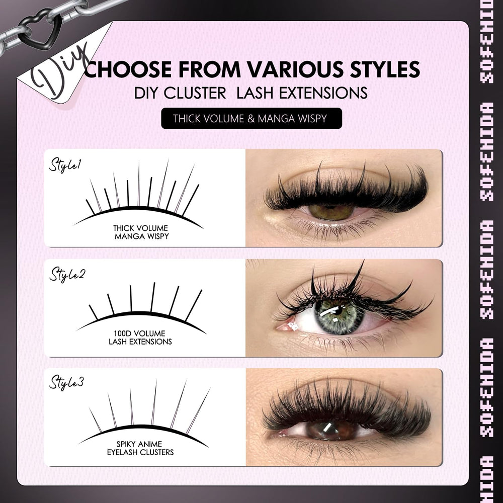 Sofenida manga-style lash clusters offer edgy, layered texture for bold looks.