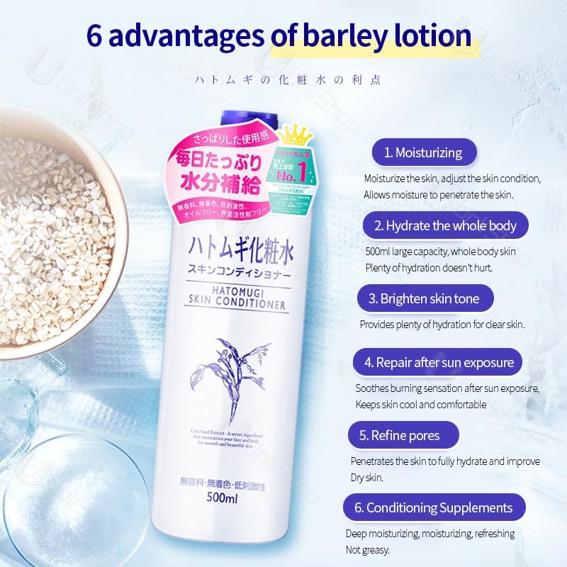  Naturie Adlay lotion in hand highlighting non-sticky feel for daily moisture.