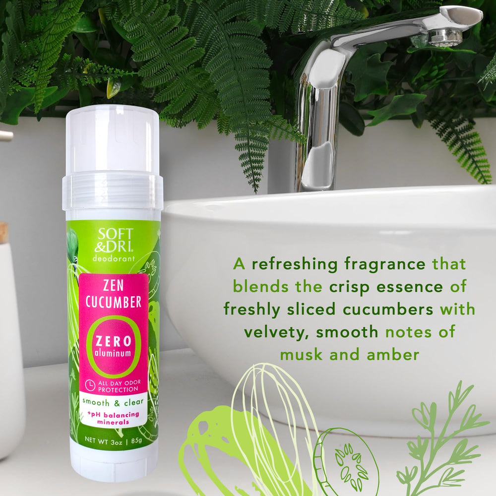 Soft & Dri Zen Cucumber 3-pack box emphasizes value and convenience.