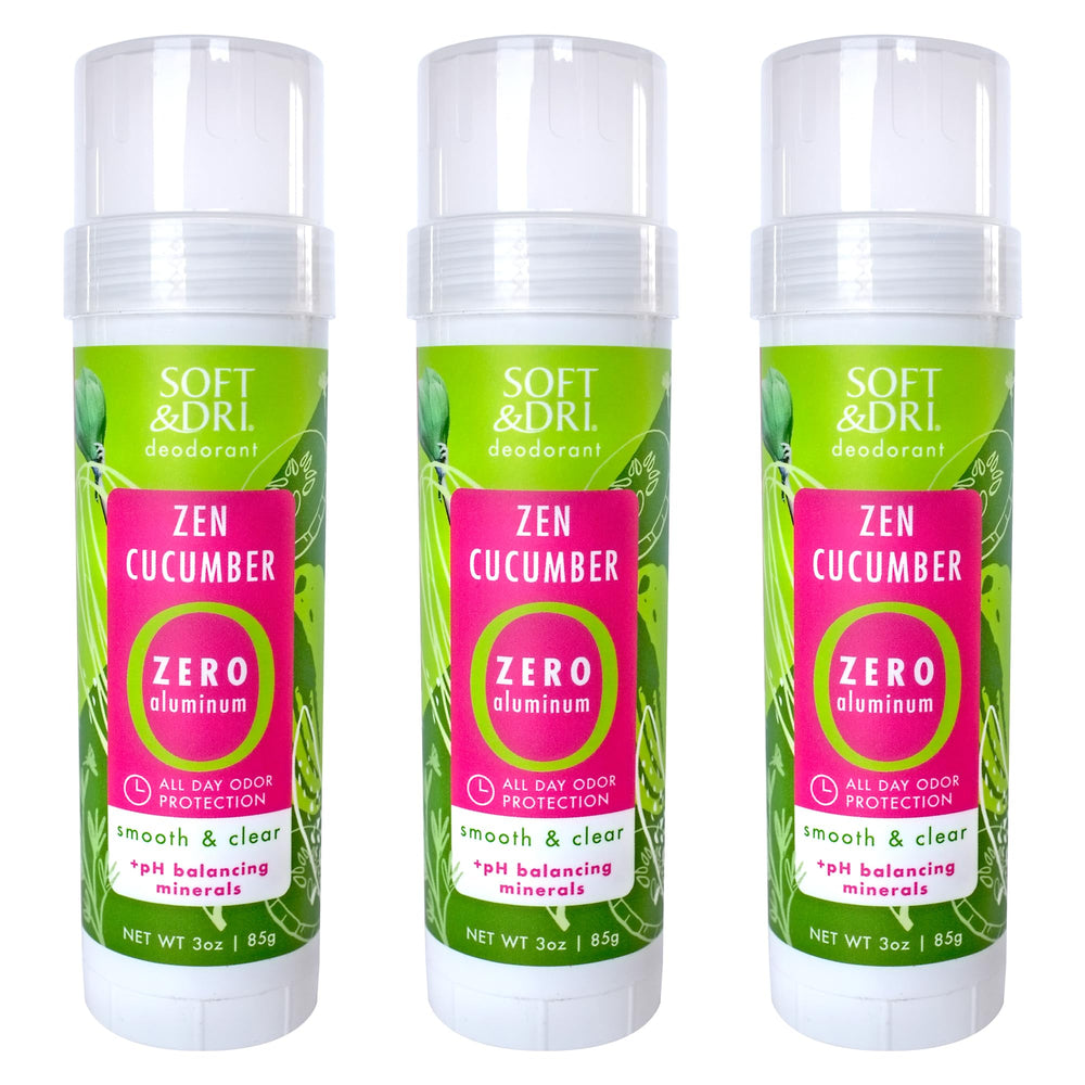 Soft & Dri Zen Cucumber deodorant with Sparkling Citrus scent boosts mood and odor control.