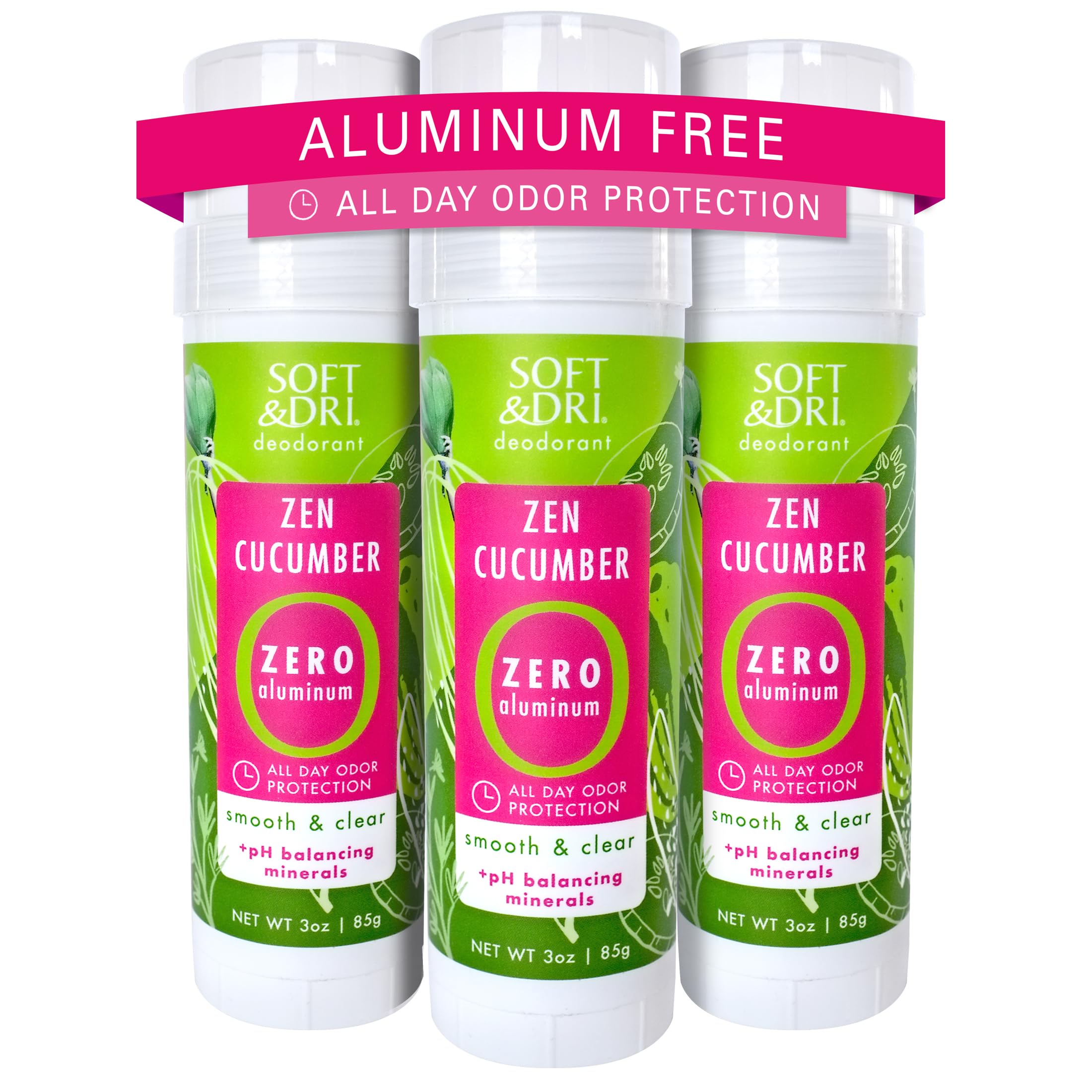 Soft & Dri Zen Cucumber deodorant stick front view for everyday freshness.