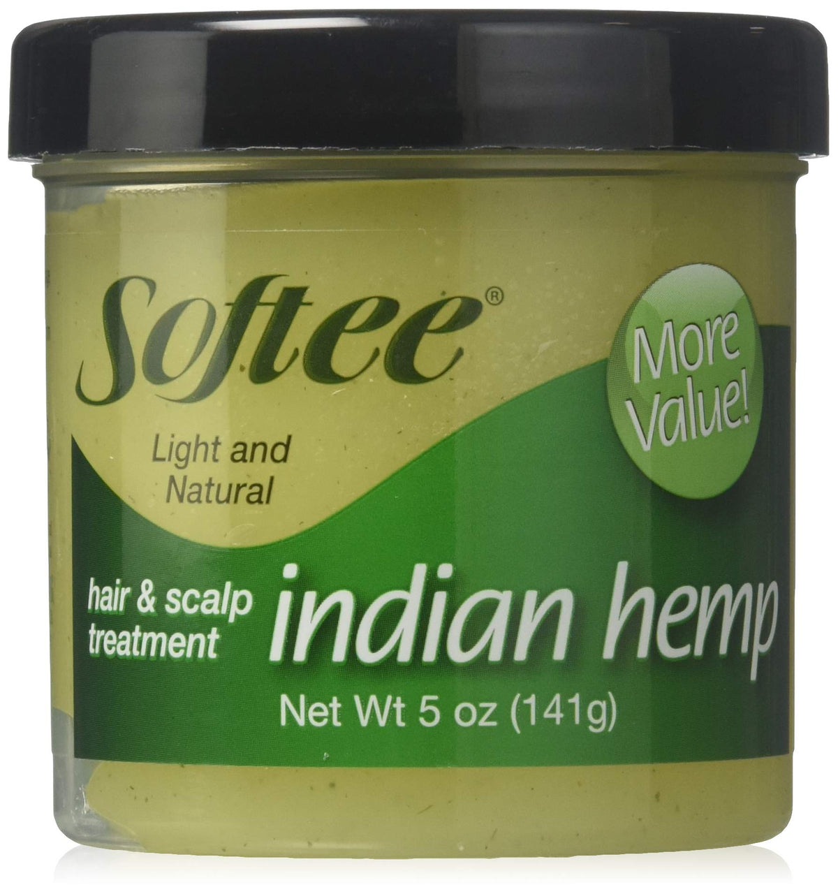 Softee Hair & Scalp Treatment bottle with Indian hemp nourishes dry hair