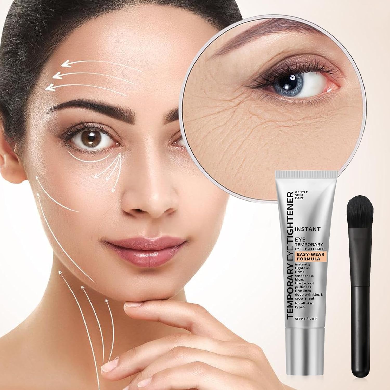 Softeland Eye Tightener being applied before makeup for a refreshed look