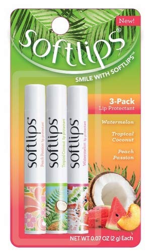 SoftLips classic tropical lip balm offering everyday moisture with fruity flavors.