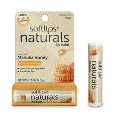 SoftLips Natural Manuka Honey lip balm pack-3 front view for smooth lips and hydration.