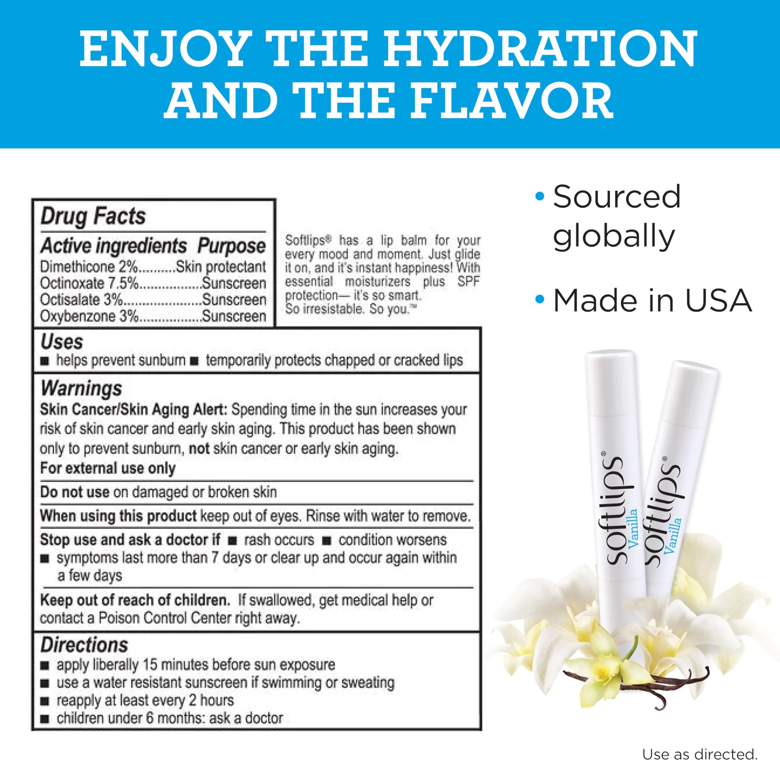 Vanilla lip balm hydrates while delivering a comforting scent.