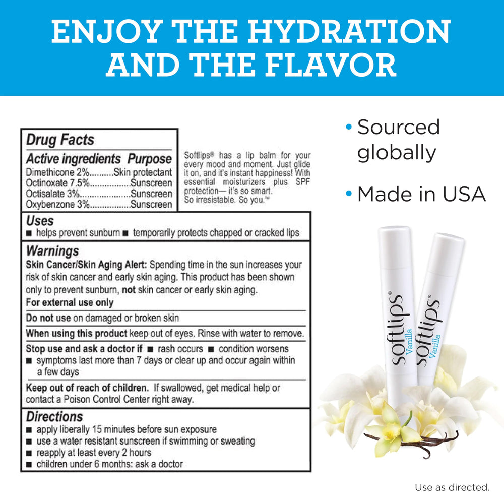 Vanilla lip balm hydrates while delivering a comforting scent.