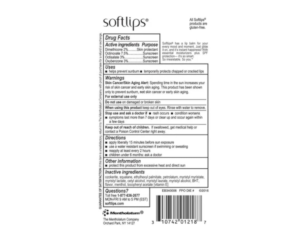 SoftLips Vanilla Lip Protectant demonstrates SPF 20 lip coverage while hydrating.