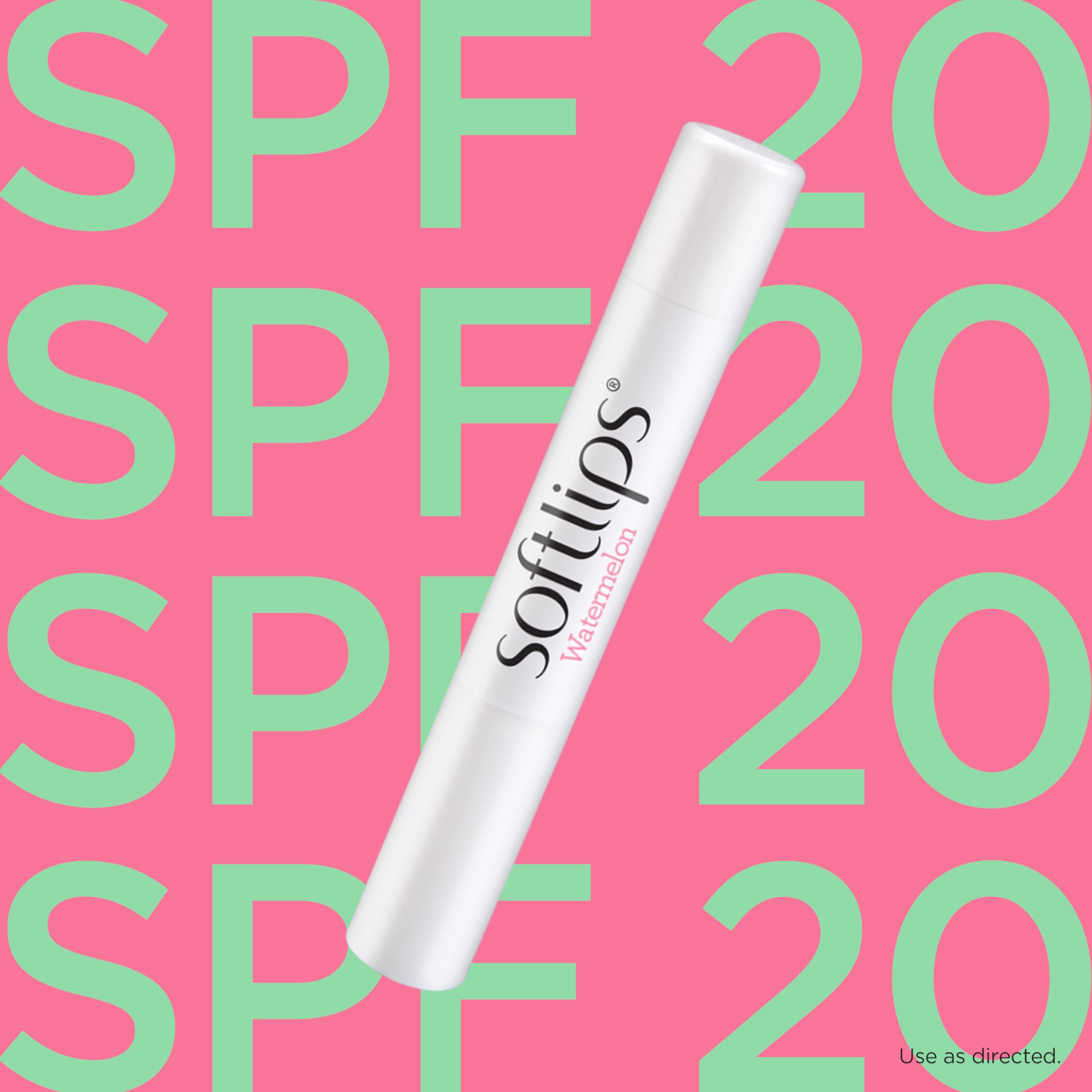 SoftLips Watermelon lip balm shows a smooth, even glide on lips.