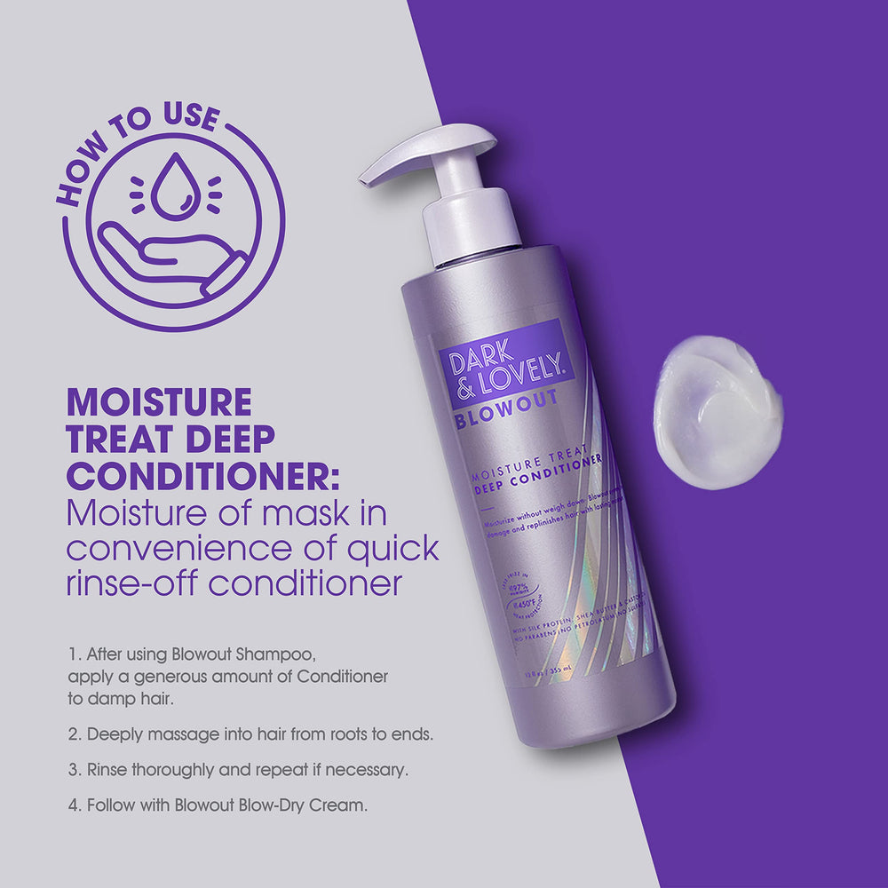 SoftSheen Dark and Lovely Deep Conditioner being applied to hair.