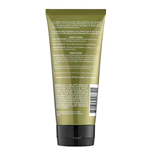 SoftSheen Magic Beard Wash creates a rich beard lather for conditioning.