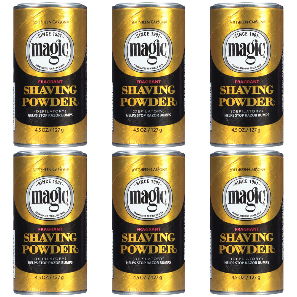 SoftSheen Magic razorless shaving powder tube shown for a smooth, long-lasting shave