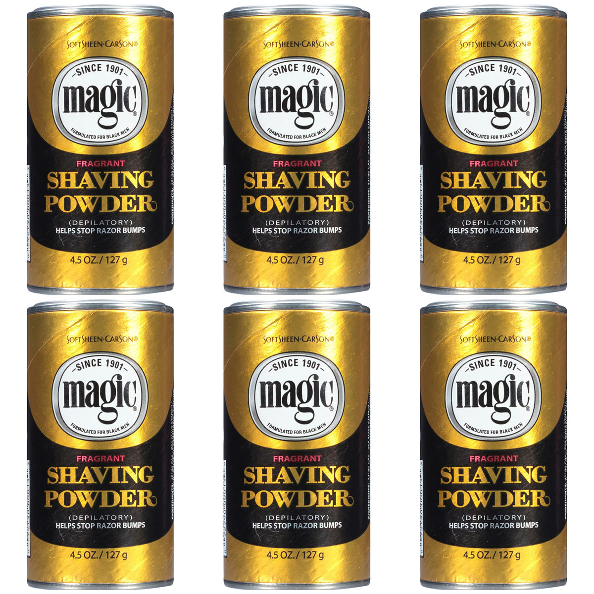 SoftSheen Magic razorless shaving powder tube shown for a smooth, long-lasting shave