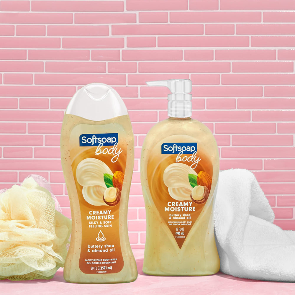 Softsoap bottle back showing ingredients and a paraben-free formula for gentle cleansing.