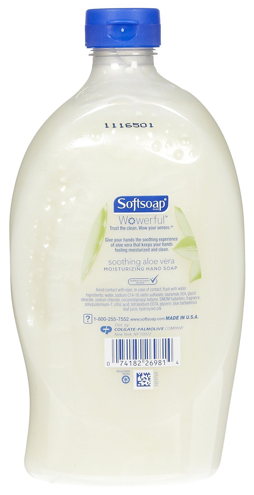 Softsoap Aloe Vera hand soap refill bottle offering gentle cleansing and soft lather.