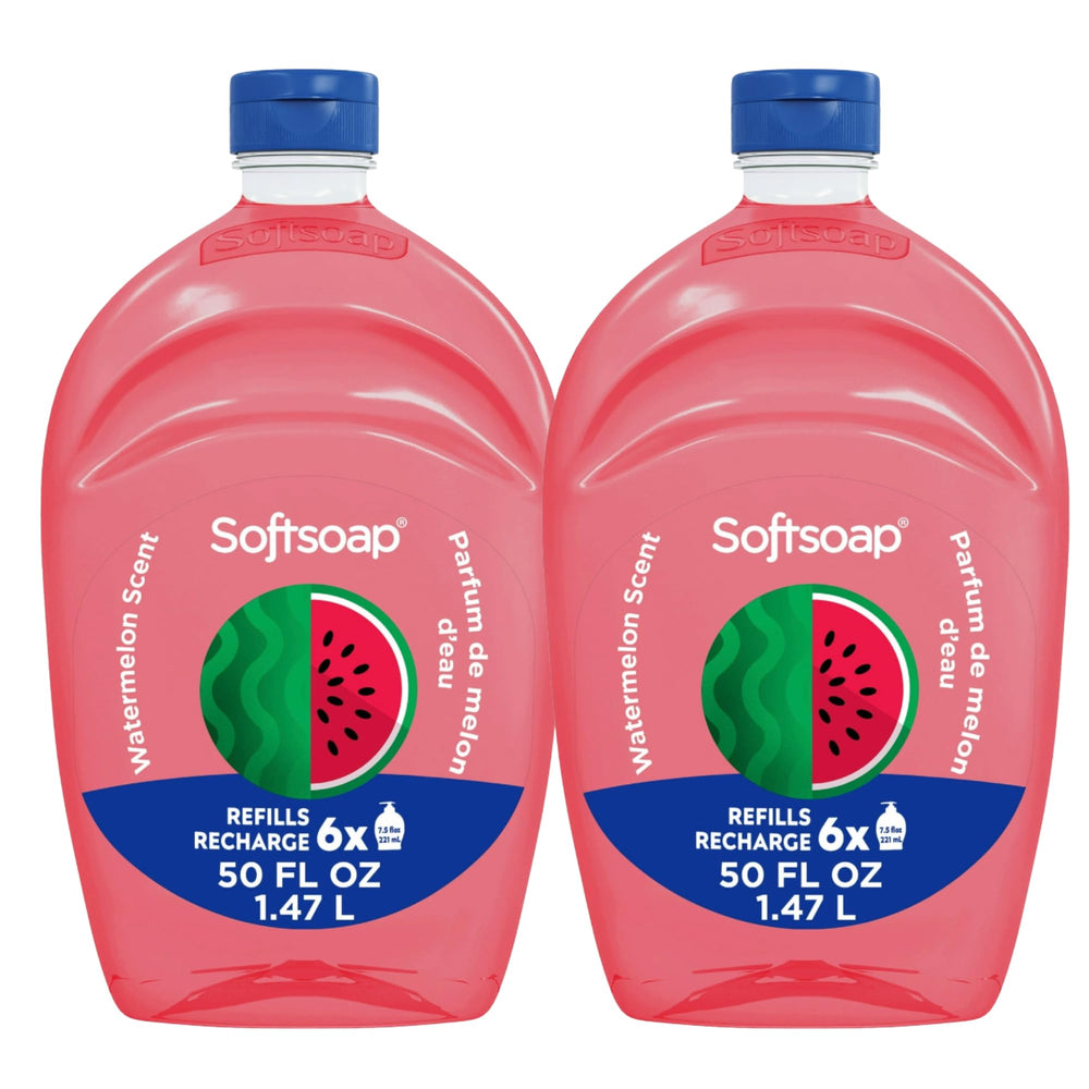 Softsoap Watermelon Limited Edition refill bottles provide a refreshing hand wash experience.