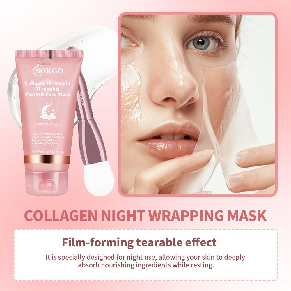 Sokgo Collagen mask peeled off in the morning after overnight wear