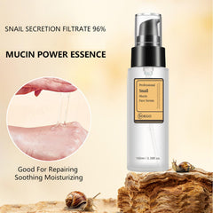 Close-up of Sokgo Snail Mucin Serum texture illustrating light, nourishing feel.