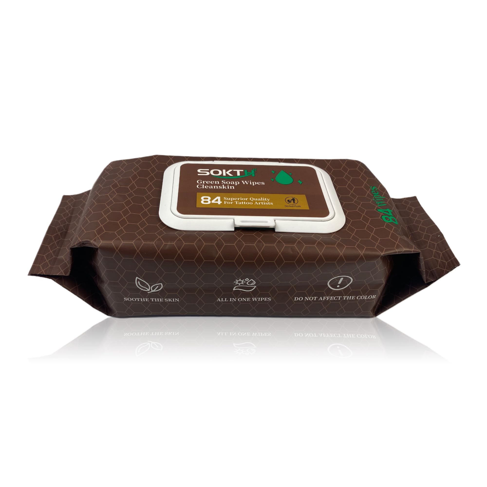 SOKTH green soap wipes support aftercare by cleansing without harsh residue.