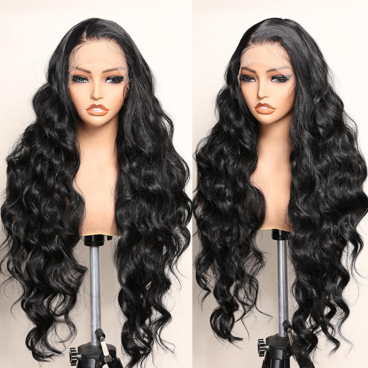 SOKU Black 13x6 lace frontal wig, 32-inch length for versatile styling.