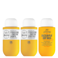 Sol de Janeiro 4 Play shower gel bottle showing a creamy lather for silky skin