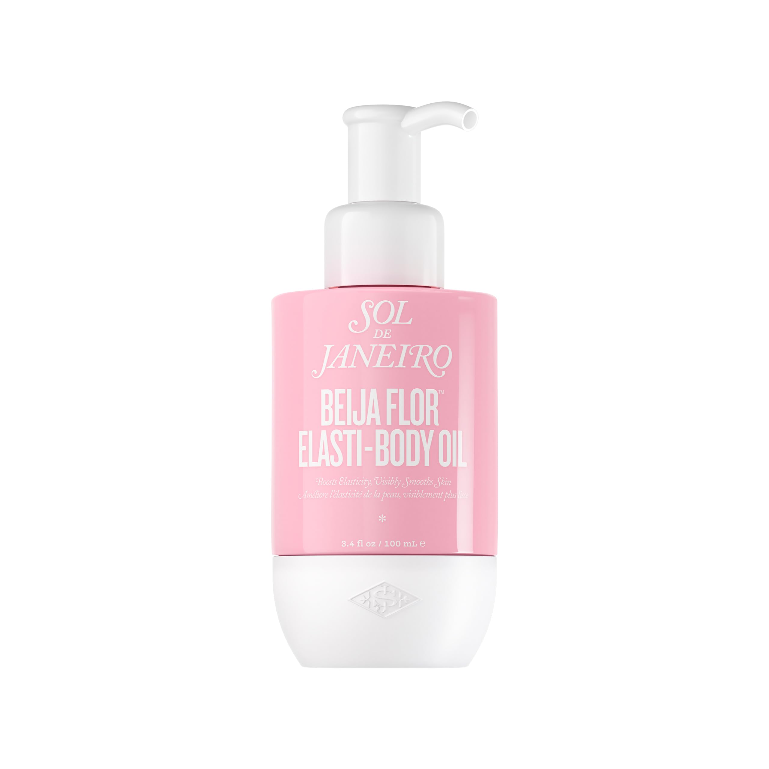 Sol de Janeiro Beija Flor Elasti-Body Oil bottle shows smooth skin potential with lightweight nourishment.