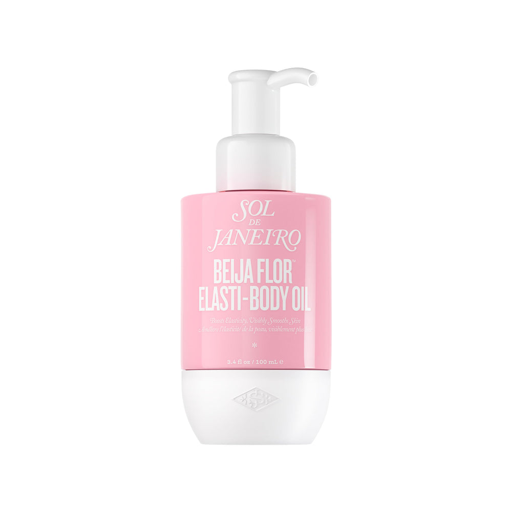 Sol de Janeiro Beija Flor Elasti-Body Oil bottle shows smooth skin potential with lightweight nourishment.