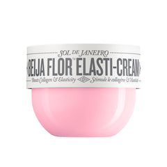 Sol de Janeiro Beija Flor Elasti-Cream jar closeup highlights luxurious hydration and potential firmness